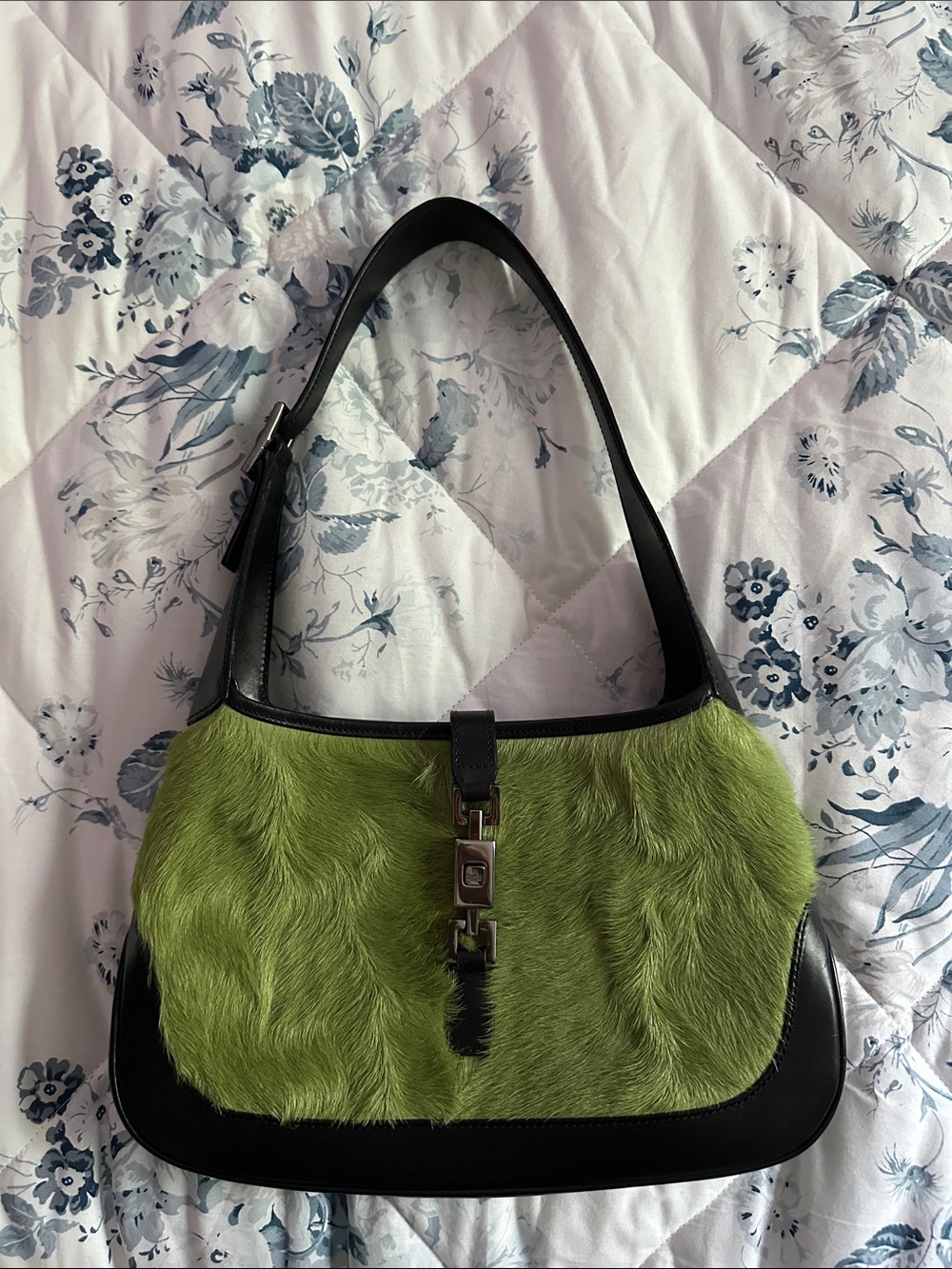 GUCCI VINTAGE ARCHIVAL TOM FORD 1999 GOAT HAIR JACKIE HOBO PURSE